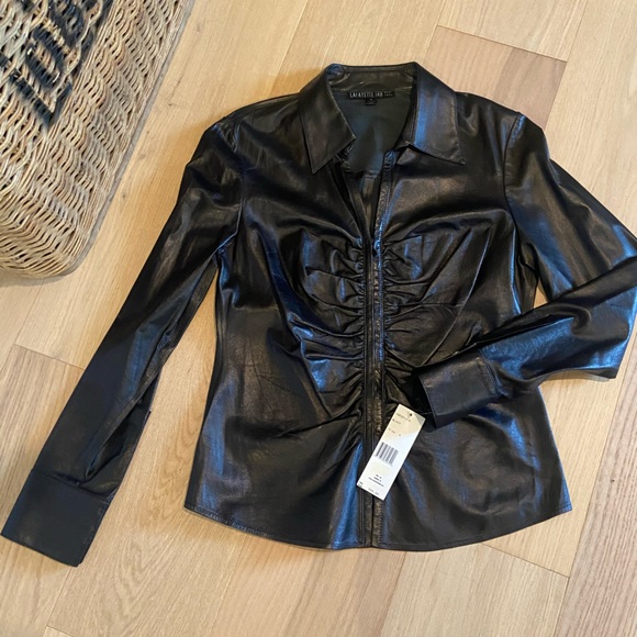 Lafayette 148 Genuine Leather Shirt - Picture 2 of 12